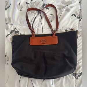 Dooney & Bourke Nylon Black Tote with Brown Leather Trim